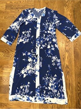 Oscar de la Renta Pink Label - Blue and White Floral Kimono Zip Up Size S/M